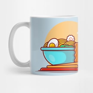 Ramen Bowl Noodle with Egg Boiled Cartoon Vector Icon Illustration Mug